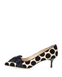 Gorina Velvet Polka-Dot Pump, Blue