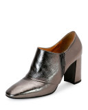 Metallic Side-Zip 85mm Bootie, Argento Antique