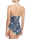 Blue Valentine Floral-Print Bandeau One-Piece Swimsuit