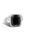 Faceted Onyx & Pavé Diamond Ring, 0.3 tdcw