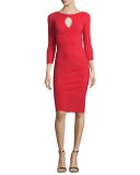Tyra 3/4-Sleeve Keyhole Cocktail Dress 