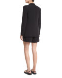 Double-Weave Cotton Belted Shorts, Black