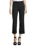 Cropped Stretch-Wool Pants, Black