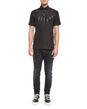 Tonal Thunderbolt Short-Sleeve Shirt, Black