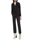 Cara Cropped Full-Leg Denim Pants, Black