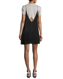 Satin Slip & T-Shirt Combo Dress, Black/Gray