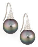Gray South Sea Pearl & Diamond Drop Earrings, 0.44ct