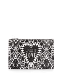 Power of Love Medium Pouch Bag, Black/White 
