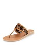 Zariah Embroidered Thong Sandal, Natural/Black