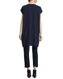 Short Sleeve Crinkle Crepe Tunic
