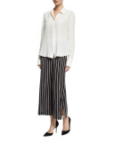 High-Waist Striped Culottes, Black/White