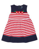 Sleeveless Striped Stretch Jersey Dress, Blue/Red, Size 2-6