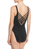 Lattice-Back One-Piece Swimsuit