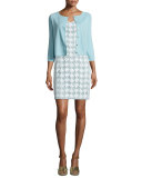 Brooklyn Sleeveless Lace Sheath Dress, White/Mint