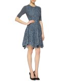 Half-Sleeve Floral-Lace Combo Dress