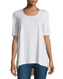 Short-Sleeve Tee W/ Silk Floral-Print Back 