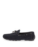 Hamptons Printed Suede Driver, Navy