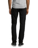 Distressed Slim-Fit Over-Dyed Denim Jeans, Black