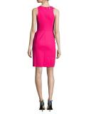 Sleeveless Embroidered Ponte Cocktail Dress, Pink
