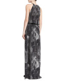 York Halter Striped Maxi Dress 