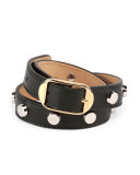Double Tour Leather Wrap Belt Bracelet, Black