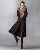 Maxi Cashmere Coat w/ Fur Trim