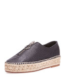 Devon Zip-Front Espadrille, Black