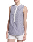 Striped Poplin Sleeveless Top