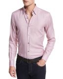 Solid Woven Sport Shirt, Dark Pink
