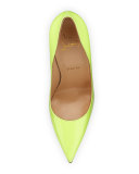 So Kate Patent 120mm Red Sole Pump, Light Green