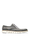 ZeroGrand Suede Wing-Tip Oxford, Iron Stone