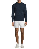 Camo-Print Long-Sleeve Crewneck Sweater, Midnight