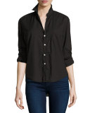 Eileen Button-Front Shirt, Black