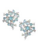 Aquamarine & White Diamond Bubble Cluster Earrings