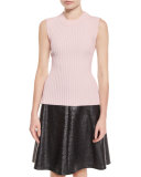 Ribbed Sleeveless Sweater, Pink