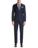 Windowpane Check Wool Two-Piece Suit, Blue