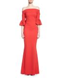 Padma Off-the-Shoulder Jersey Gown, Passion
