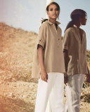 Oversized Short-Sleeve Linen Tunic 