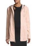 Rin Hooded Suede Jacket, Pink