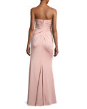 Strapless Stretch-Satin Sweetheart Column Gown, Pink