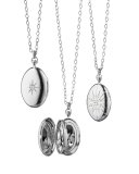 Sterling Silver Starburst Locket Necklace with White Sapphires