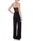 Malvern Lace-Inset Jumpsuit, Black