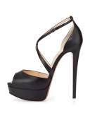 Cross Me Platform Red Sole Sandal, Black