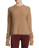 Lux Ribbed Cashmere Sweater, Camel