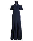 Gayle Cold-Shoulder Silk Crepe de Chine Gown