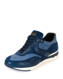 Python Leather & Suede Sport Trainer Sneaker, Blue