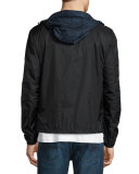 Lightweight Bicolor Wind-Resistant Jacket, Bright Steel Blue