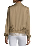 Bryant Satin Bomber Jacket, Bronze