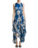 Ilia Printed Tiered-Ruffle Maxi Dress, Multicolor
