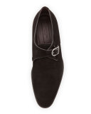 Garonne Monk-Strap Suede Shoe, Black